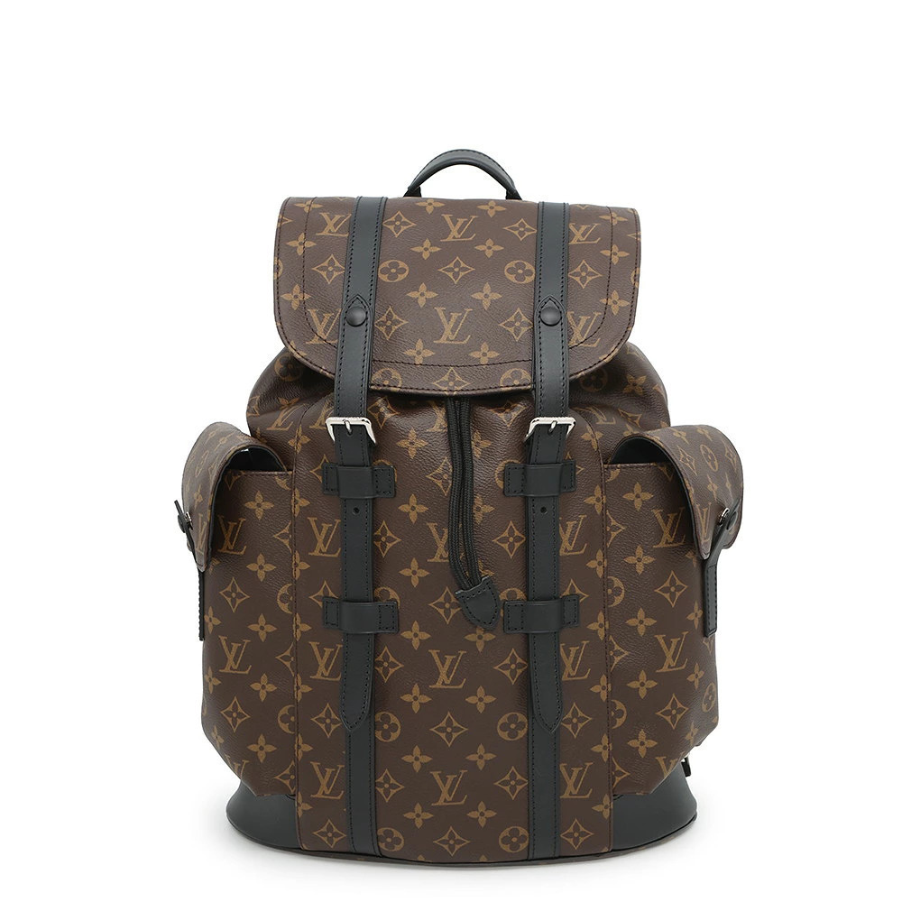 Louis Vuitton Monogram Macassar Brown Christopher Backpack Black Bag